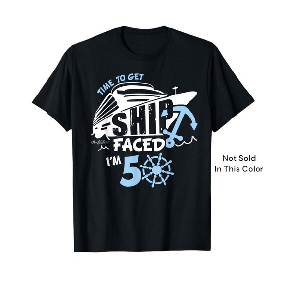 Time To Get Ship Faced 50th Birthday Cruise Gray Graphic Tee T-Shirt 2XL - Picture 3 of 8